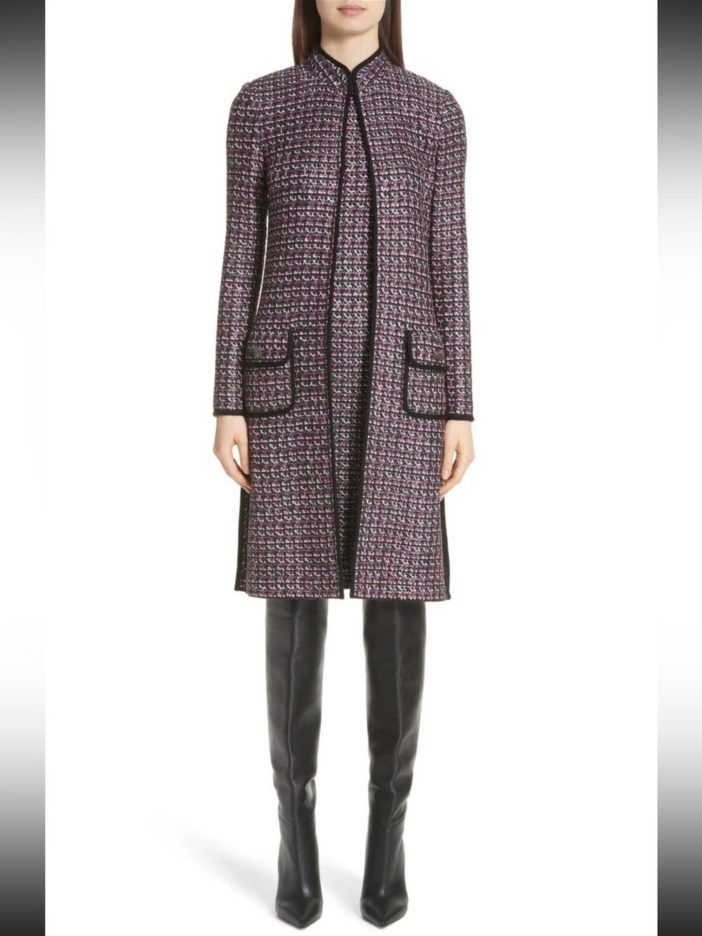 St John Painterly Sheen Tweed Shift Dress & Coat